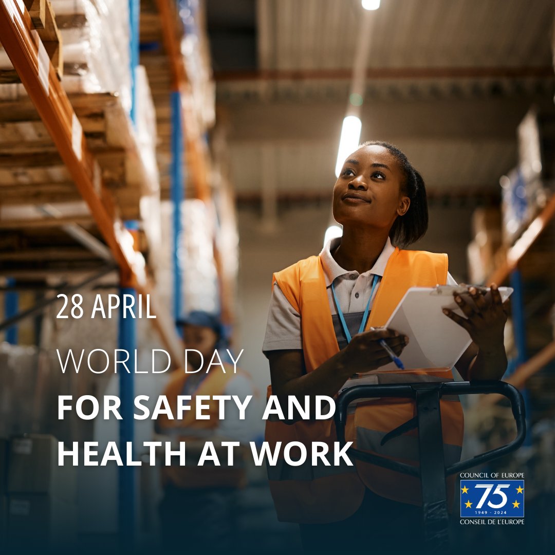 Today is the World Day for Safety and Health at Work. Let’s advocate for safer workplaces and protect the dignity of workers in Europe! 🌎 The #EuropeanSocialCharter safeguards the right to safe and healthy working conditions for all individuals (Article 3). @CoESocialRights