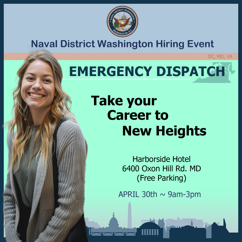 Tue, Apr 30th, 2024 / 9am-3pm / Harborside Hotel, 6400 Oxon Hill. MD / #FederalEmployment #NavyJobs #FrontDesk #JobsNow