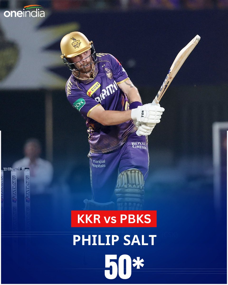 Fifty For Philp Salt In Just 25 Balls..! #PhilipSalt #Salt #KKRvsPBKS #PBKSvsKKR #KKRvPBKS #PBKSvKKR #PunjabKings #KolkataKnightRiders #TATAIPL #TATAIPL2024 #IPL2024 #Oneindiatelugu 📸: IPL/BCCI