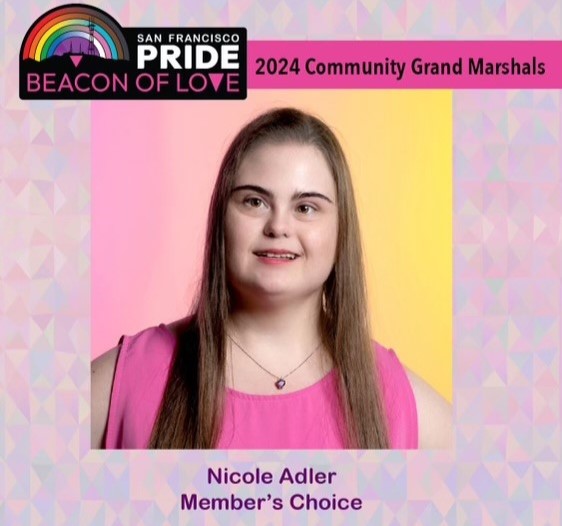 Congratulations to @CalSCDD Councilmember, Nicole Adler, who was voted the member’s choice as Grand Marshall of this year’s San Francisco Pride Parade!