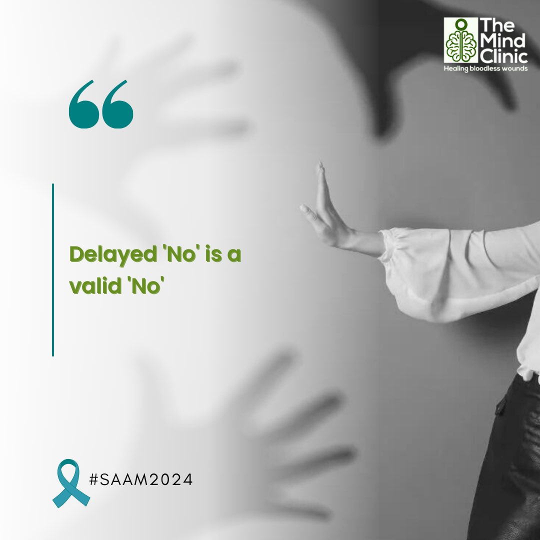 No is No, whether immediate or said with hesitation

Consent can be delayed or even withdrawn after given

#themindclinicng #themindclinic #saam #saam2024 #sexualassaultawareness #sexualassaultawarenessmonth #mentalhealth #advocacy #survivor