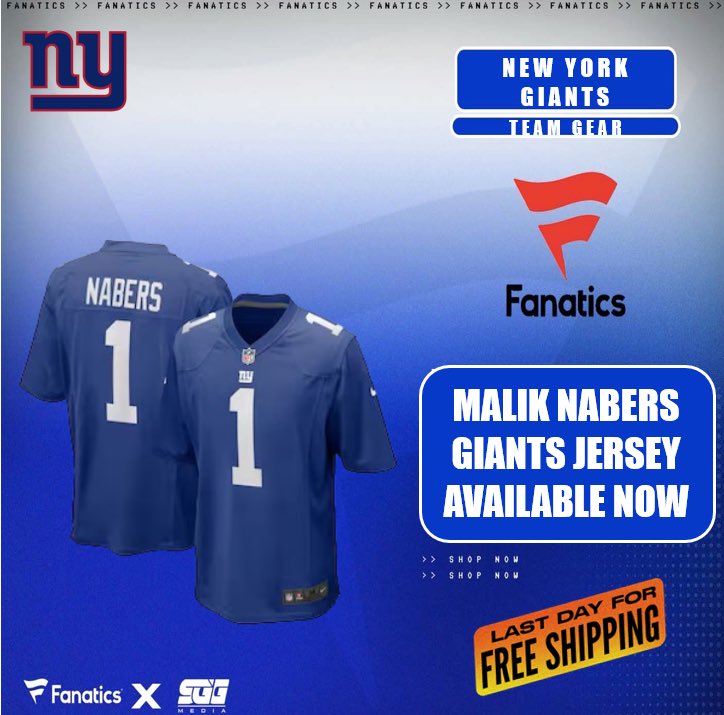 MALIK NABERS NEW YORK GIANTS JERSEYS AVAILABLE NOW, @Fanatics🏆 GIANTS FANS‼️ Be the first to get your Malik Nabers jersey. Order today and receive FREE SHIPPING using THIS PROMO LINK: fanatics.93n6tx.net/GIANTSDEAL 📈 ACT WHILE SUPPLIES LAST! 🤝