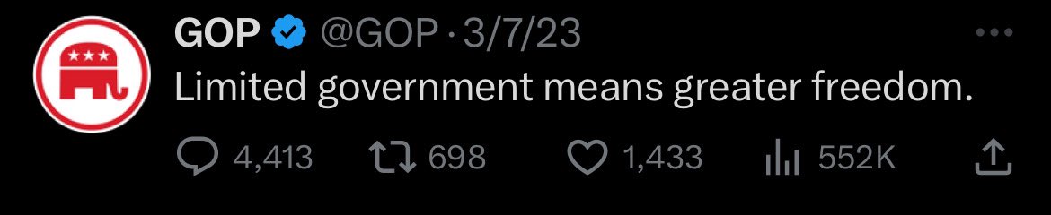 •Patriot Act •Censors Speech •Caves to gun grabbers •Warrantless surveillance state •Corporate bailouts •Pro welfare •Endless spending •Helped create largest government in world history The Republican Party is as socialist as it gets