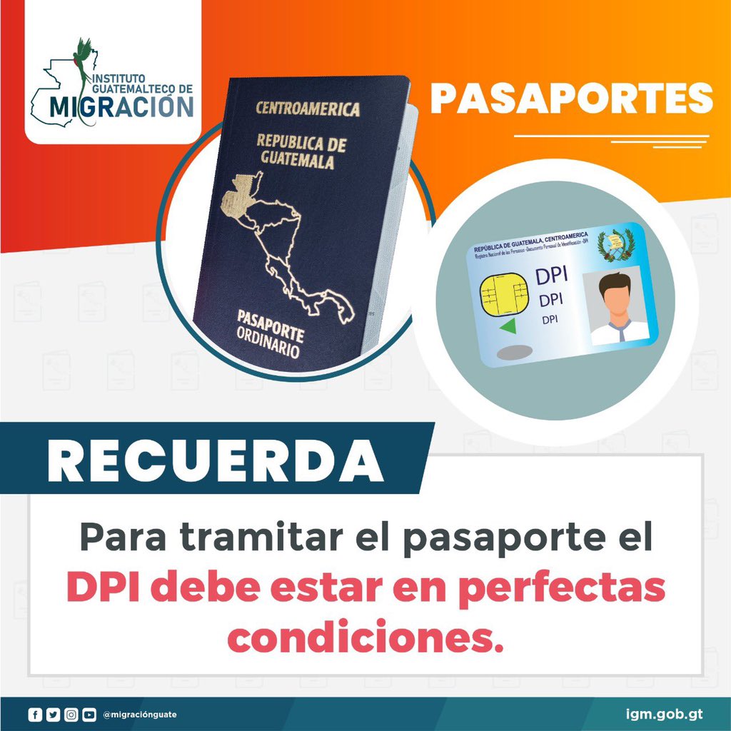 #Pasaportes | Toma en cuenta que para realizar tu trámite de gestión de pasaportes, debes de tener el DPI en óptimas condiciones.