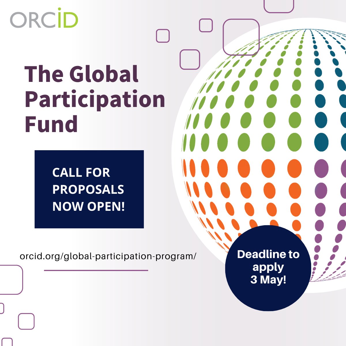 Our Global Participation Fund exists to provide funding to improve understanding and encourage uptake of ORCID in under-represented countries in the Global South. Applications accepted through 3 May! Catch our recent awardee showcase, FAQs, and more ➡️ bit.ly/3Tr9TaI
