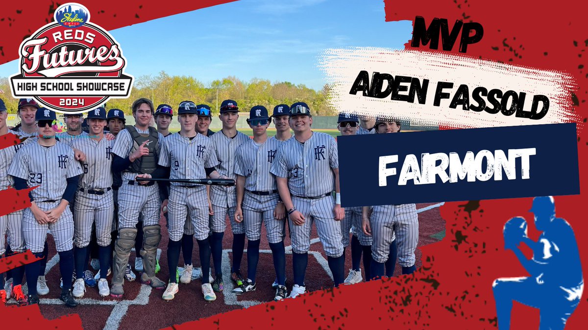 Reds HS Showcase (@redshsshowcase) on Twitter photo Congratulations to Aiden Fassold, <a href="/KFHSBaseball/">Kettering Fairmont Firebirds Baseball</a>, named #MVP of last night's <a href="/Skyline_Chili/">Skyline Chili</a> <a href="/Reds/">Cincinnati Reds</a> Futures High School Showcase matchup against <a href="/SidneyJacketBSB/">Sidney Baseball</a>. Aiden pitched a 5-inning perfect game. <a href="/RedsCommunity/">Reds Community Fund</a> <a href="/SportsMed4Kids/">Cincinnati Children's Sports Medicine</a> Congratulations to Aiden Fassold, <a href="/KFHSBaseball/">Kettering Fairmont Firebirds Baseball</a>, named #MVP of last night's <a href="/Skyline_Chili/">Skyline Chili</a> <a href="/Reds/">Cincinnati Reds</a> Futures High School Showcase matchup against <a href="/SidneyJacketBSB/">Sidney Baseball</a>. Aiden pitched a 5-inning perfect game. <a href="/RedsCommunity/">Reds Community Fund</a> <a href="/SportsMed4Kids/">Cincinnati Children's Sports Medicine</a>