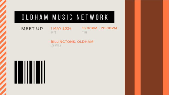 Oldham Music Network meetup, Wednesday 1st May, 6-8PM, Billingtons Oldham. Join us for this month's meet up for Oldham music industry professionals. Tickets are FREE but limited. More information: eventbrite.com/e/oldham-music…