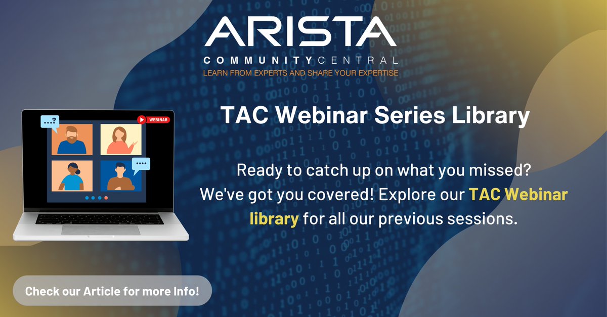 Have you missed any previous TAC Webinars? No worries! Check our Webinar Series Library article where you can catch up on all the valuable insights and recordings. Explore here: bit.ly/44joB8X #TACWebinar #CommunityCentral #KnowledgeSharing