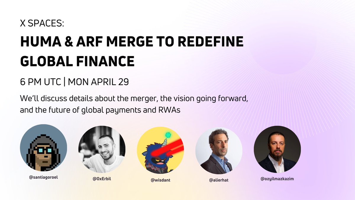 Start your week with an insightful X spaces about the future of global payments and RWAs with @santiagoroel and the teams from Huma and @arf_one 🧠📰 Reminders can be set here: twitter.com/i/spaces/1OdKr…