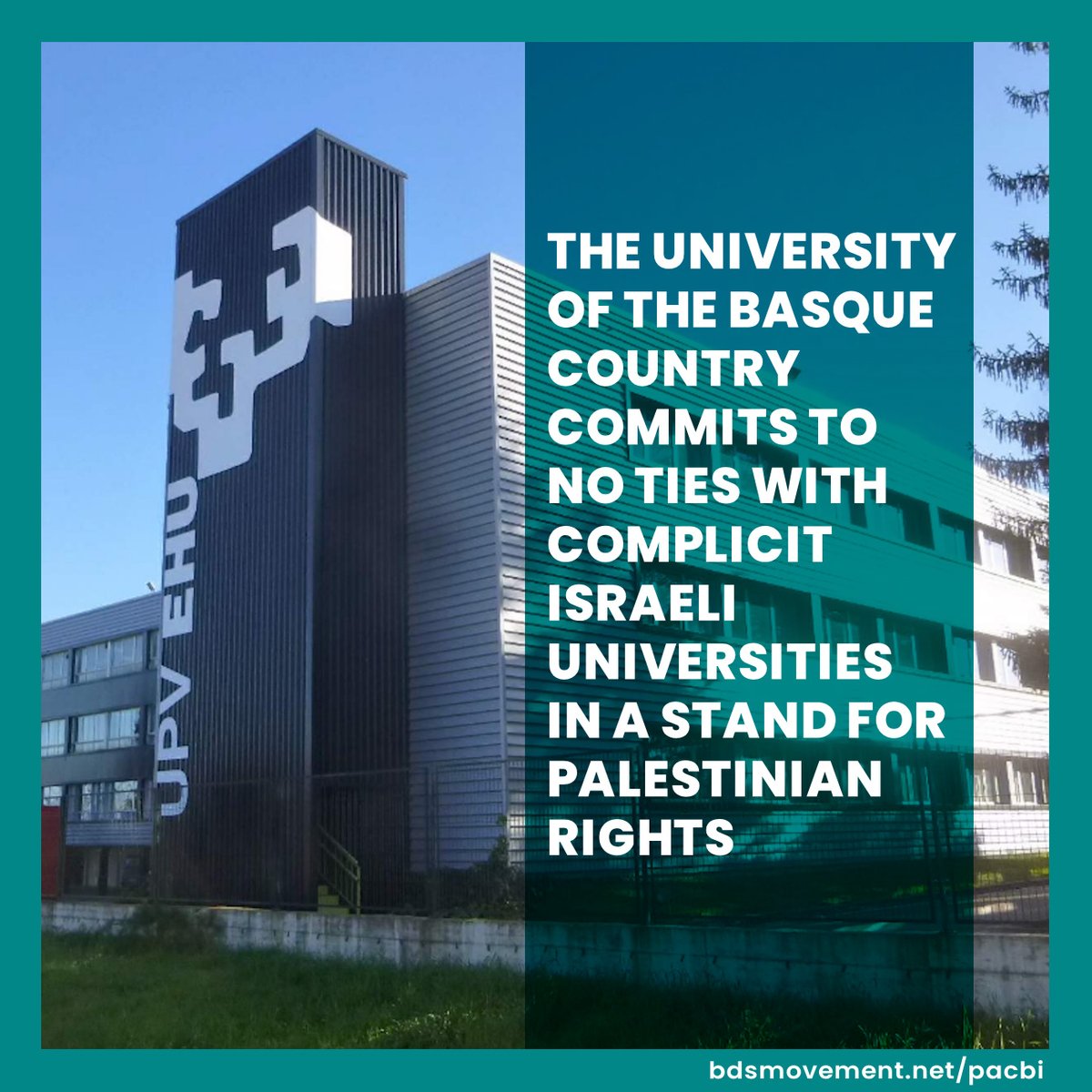 The University of the Basque Country commits to no institutional ties with companies or Israeli universities complicit in Israel's 'crimes against humanity' and that 'do not respect human rights, international law or UN resolutions regarding Palestinians.' loom.ly/4XsXNTU