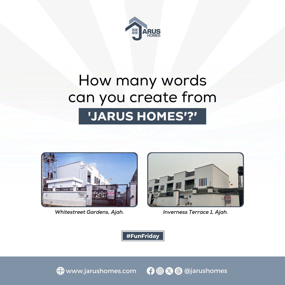 Ready for a word challenge? Put your word skills to test and share your list in the comments below! Let's see who can create the most words! #WordChallenge #FunWithWords #JarusHomes