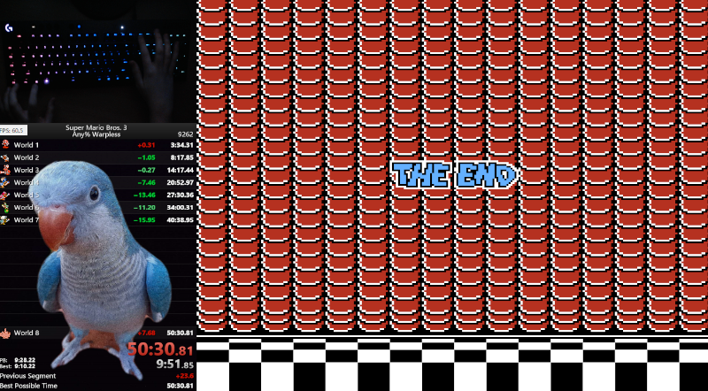 unbelievable run! 50:30 with 2 hands!

this run would of been roughly 49:47/48 with no hands!

the sub 50 is near