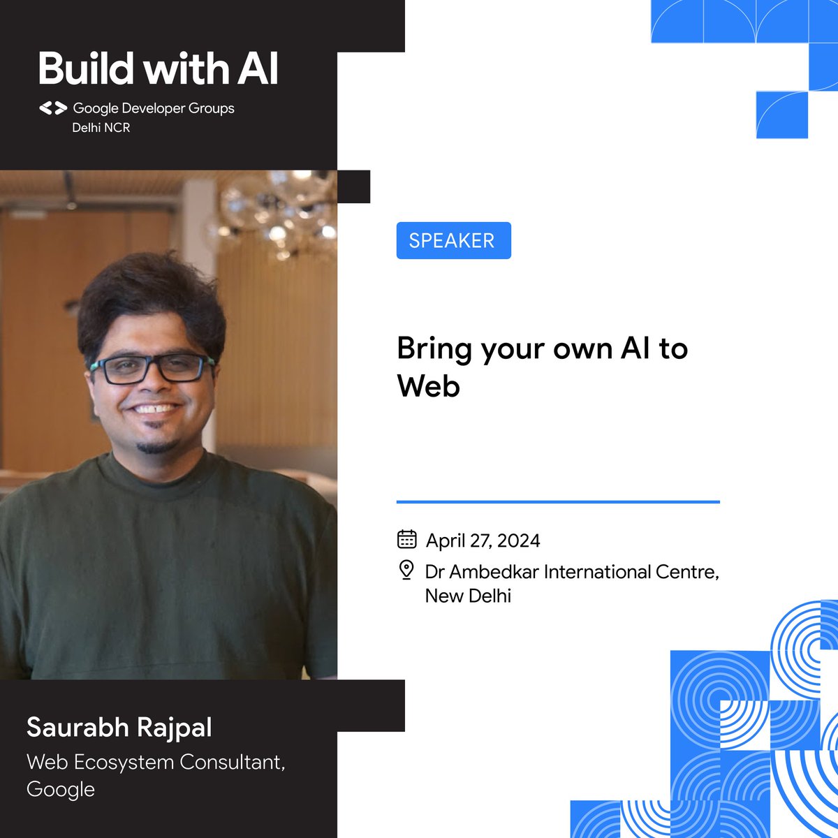 Web devs, listen up! 🌐 Saurabh Rajpal, a certified Web Ecosystem Consultant at Google, is about to reinvent how you build for the web by infusing your apps with insane AI power from models like Gemini.