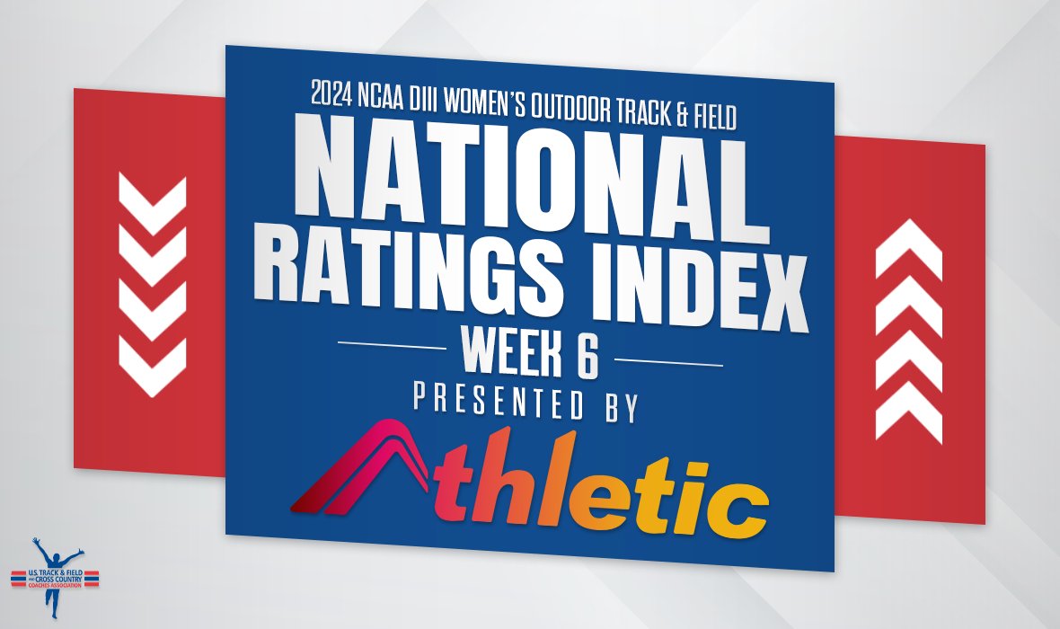 Here is the newest edition of the 2024 @NCAADIII Women's Outdoor Track & Field National Rating Index, which is presented by @AthleticdotNet! If you expected big changes to the National TFRI between Week 5 & Week 6, then you're in luck. ustfccca.org/2024/04/featur…