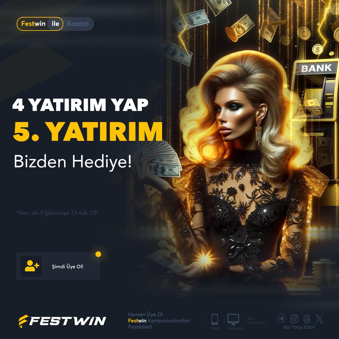 ⚡️ Yatırım Yaptıkça Kazandıran Bonus Sizlerle!
        
🍀 Siz istediniz biz yaptık! Festwin' de 4 Yatırım yapan üyelerimize 5. Yatırım Bizden Hediye! Gün içerisinde 4 yatırım yap Festwin' de kazançlı çık! 🤑

⚡ Festwin Giriş bit.ly/festwinsosyal
