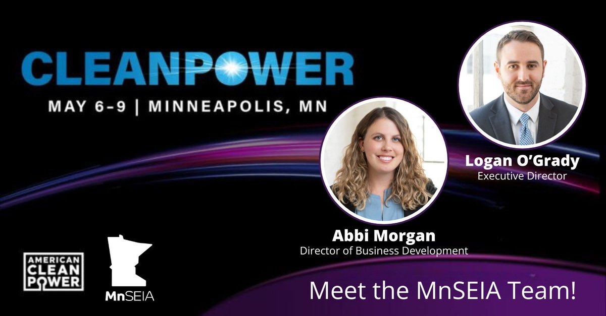 MnSEIA's @logan_ogrady and Abbi Morgan are looking forward to attending @USCleanPower's conference on May 6-9 in Minneapolis! Will your team be there too? Let us know! buff.ly/3pFwXqW