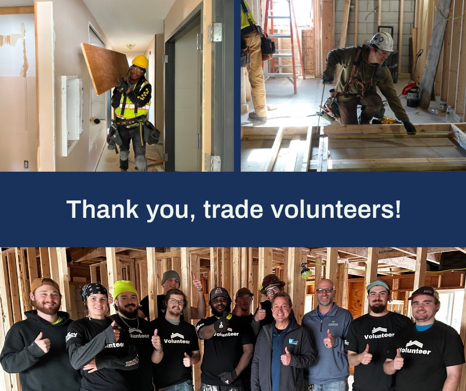 Thumbs up to our trade volunteers who donate their time working on our homes for Veterans exiting homelessness and gain skills! We love our partnerships with trade unions! #NationalVolunteerWeek #EndVeteranHomelessness #BetterTogether