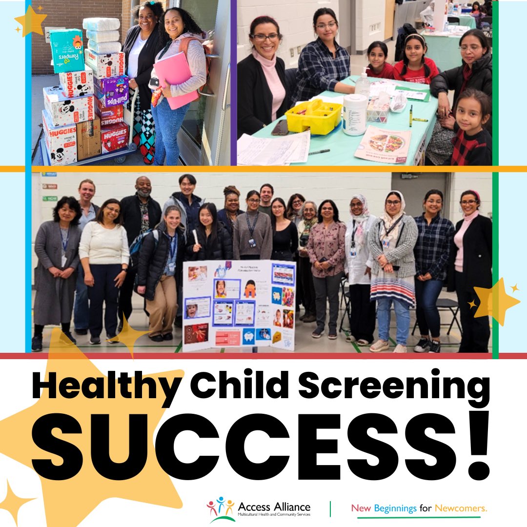 A big thank you to our recent HCS collaborators! Funded by @fhc_chc, AA clinical staff at 3 locations screened the physical & emotional health of 106 kids. Settlement services were also available, + free diapers & toothbrushes. HCS was a success for our enthusiastic attendees!