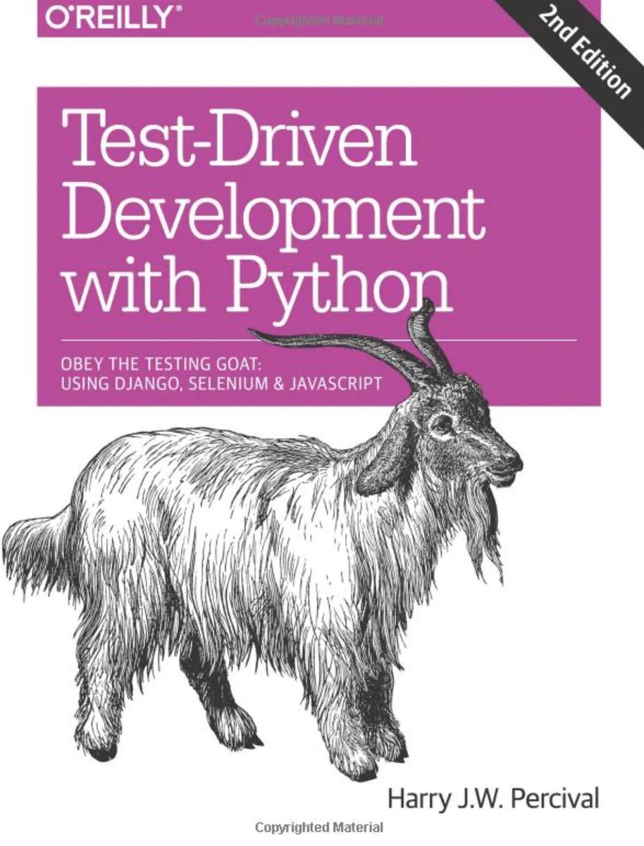 Test-Driven Development with #Python! #BigData #Analytics #DataScience #AI #MachineLearning #IoT #IIoT #RStats #TensorFlow #Java #JavaScript #ReactJS #GoLang #CloudComputing #Serverless #DataScientist #Linux #Books #Programming #Coding #100DaysofCode  
geni.us/Obey-the-Goat
