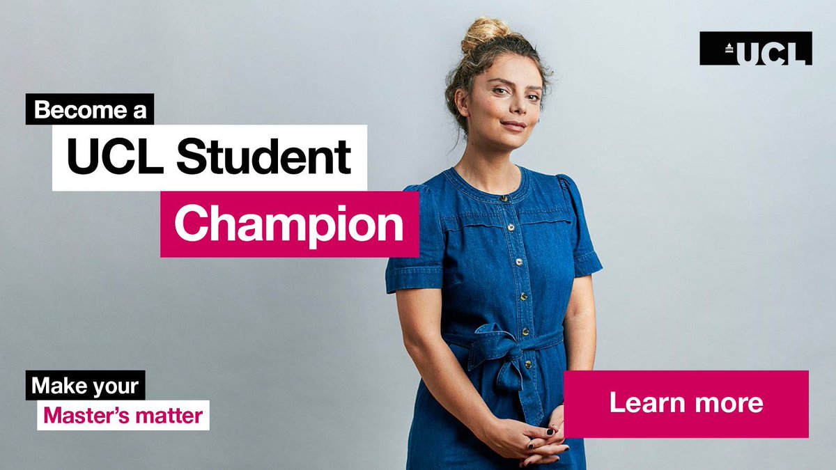 📢 Calling all Arts & Humanities Master's students - Become a UCL Student Champion! 

UCL are looking for Master’s students to take part in this year’s student recruitment campaign. 

Find out more here: buff.ly/3w4i1pY 
#UCLMastersMatter