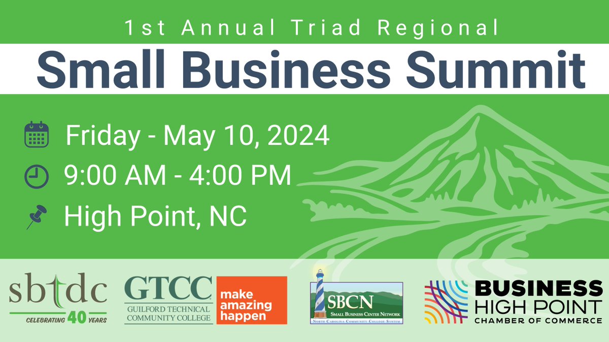 The 1st Annual Triad Regional Small Business Summit is coming up!

Two tracks to choose from:

🌱 The Start-up Track 
🪴 The Growth/Existing Business Track 

Learn more and sign up: ow.ly/fWPs50RhiAB

#SBTDC #YourBusinessBetter #SmallBusinessSummit #Entrepreneurship