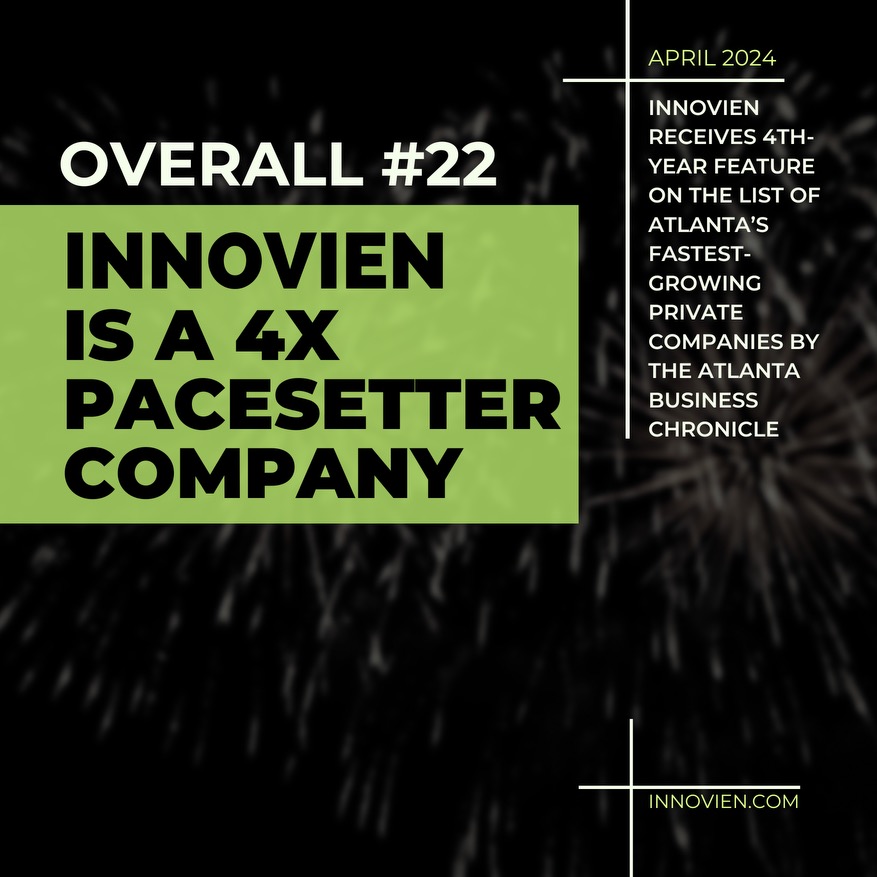innovien's tweet photo. Last night, we toasted to our incredible team's achievement: Ranking No. 22 overall on the Atlanta Business Chronicle's Pacesetter list of the 100 fastest growing companies! https://t.co/PYG0oO7Qgk