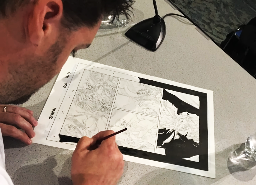 Todd McFarlane selecting three fan inkers to work on Spawn #300 at San Diego Comic-Con (2019).
#Spawn