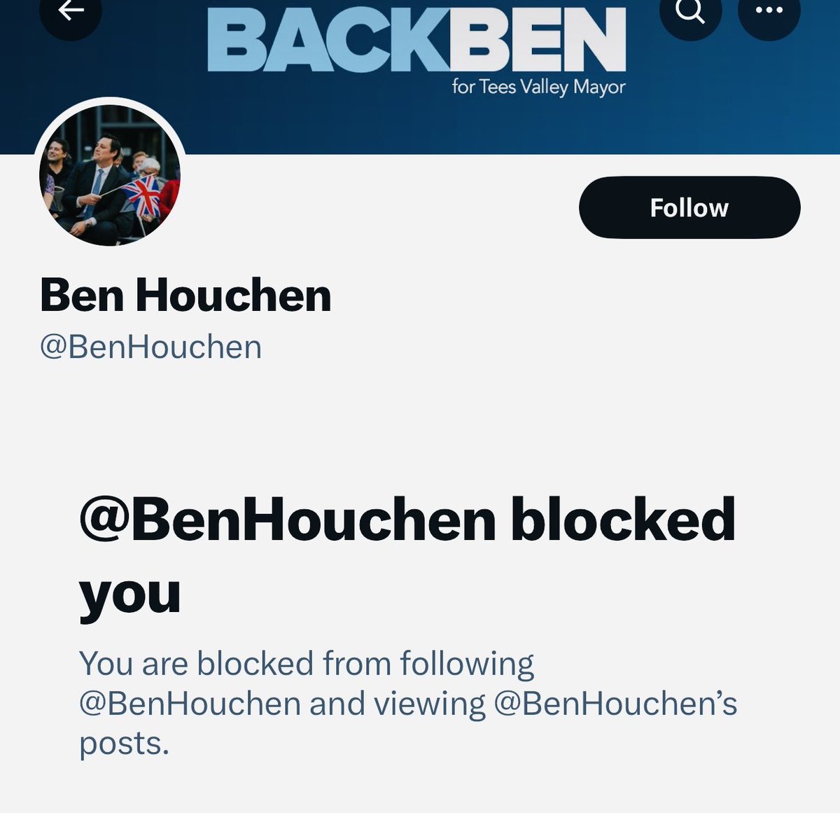 🚨 #TeesValley Mayor @BenHouchen is now resorting to SMEARING rival @chrismcewan11, getting councillors to THREATEN voters and BLOCKS anyone that questions him. 

Anyone would think he's getting desperate. #TickTock 

#BinBen #TeessideResistance 
#NeverTrustATory #DodgyBen