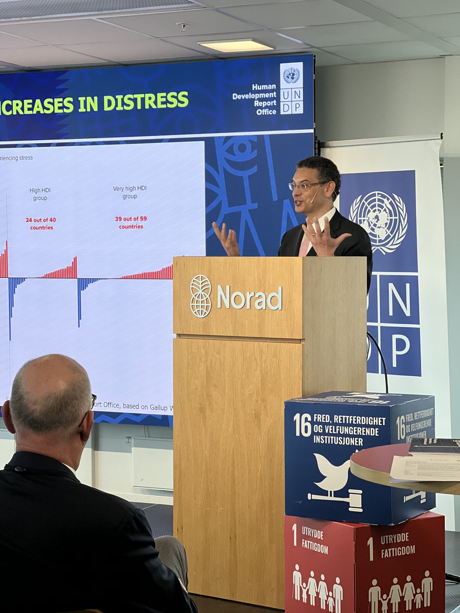 'We see a permanent loss in human development and the poorest and weakest of our international community are being left behind. #Polarization poisons collaboration across the globe🌍We must do better.' - @pedrotconceicao the Norwegian Launch Event of #HDR2024