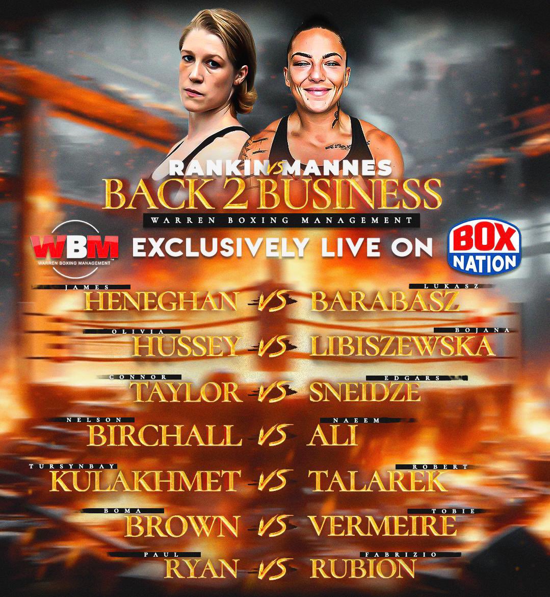 𝐌𝐀𝐍𝐍𝐄𝐒 🆚 𝐌𝐀𝐂𝐇𝐈𝐍𝐄 Must win fight for Hannah Rankin tonight as she looks to keep her dreams of becoming 3x world champion alive. Naomi Mannes comes with plenty of ambition and has only lost to Lauren Price and Kirstie Bavington…. Rankin has been hard at work -