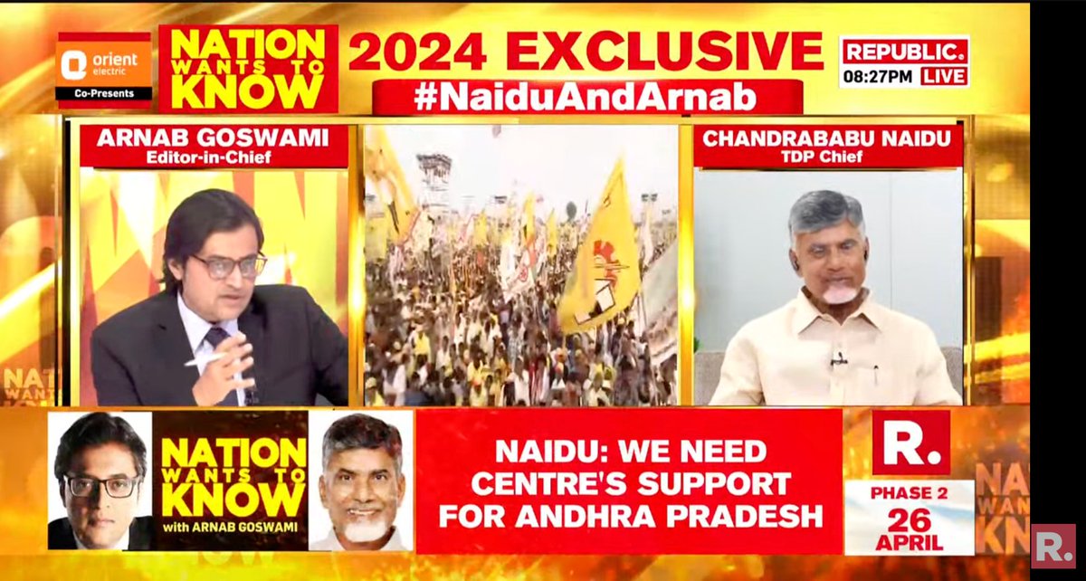 #NaiduAndArnab | I prepared a vision for 2020 for Andhra Pradesh in 1999 and that vision has become a reality today. We have grown beyond that. The country is developing under the leadership of PM Modi. We all have to contribute to this Nation under his leadership: TDP Chief N…
