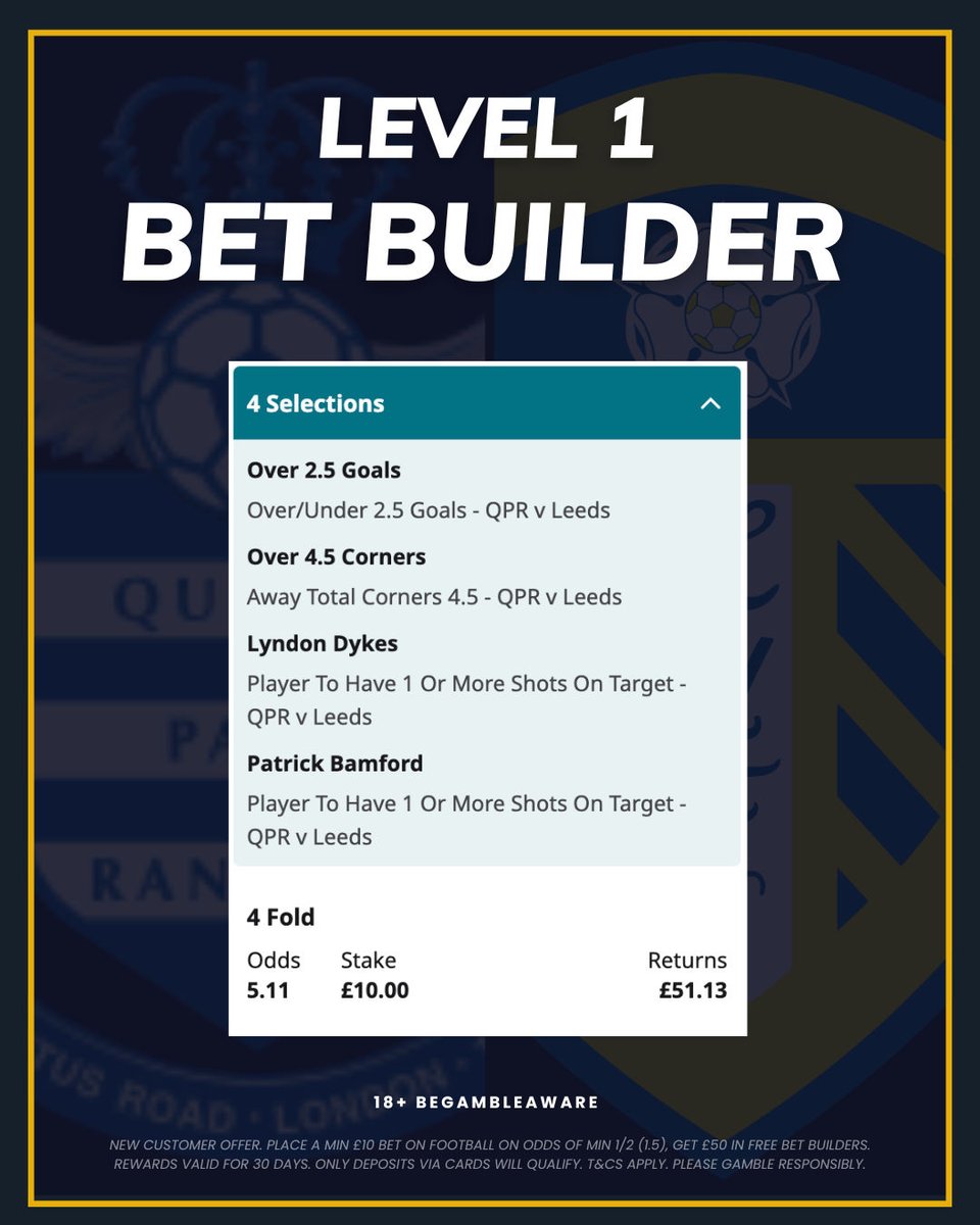 🔨 My Level 1  Bet Builder is LIVE!

📲 Add it here: tinyurl.com/BB-QPRLEE1

⬇First, you'll need a Betfair account

Bet £10 & Get £50 in Free Bets here: tinyurl.com/BB10G50

18+GambleAware | T&C's Apply | Ad