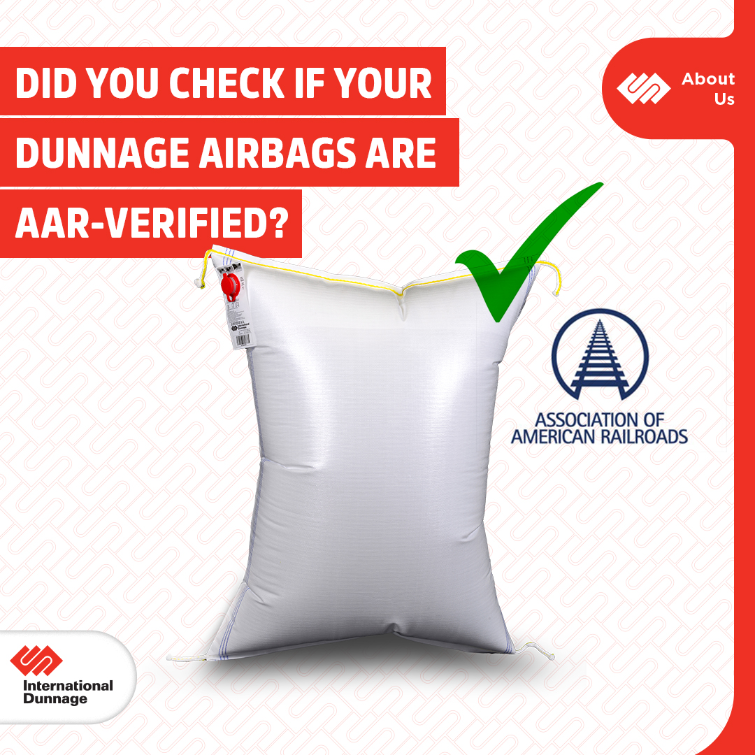 DID YOU CHECK IF YOUR DUNNAGE AIRBAGS ARE AAR-VERIFIED?
 
Trust in quality, trust in compliance – choose our dunnage airbags for your rail shipments! Make sure that you are using AAR-verified bags! #RailTransport #DunnageAirbags #AARCompliance