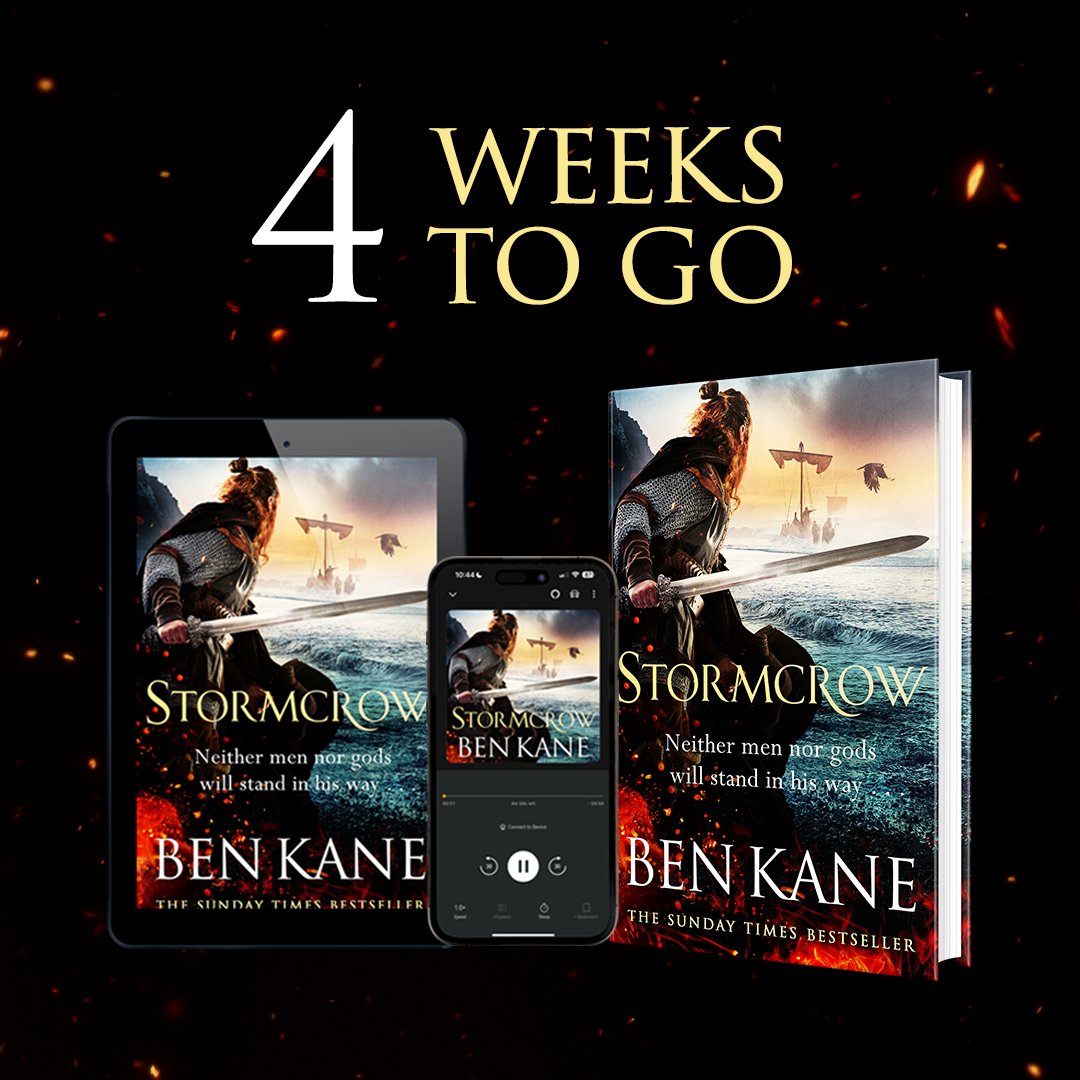 STORMCROW, the gripping and epic new Viking adventure from Sunday Times bestseller @BenKaneAuthor is out in just under 4 weeks! Available to pre-order: geni.us/Stormcrow