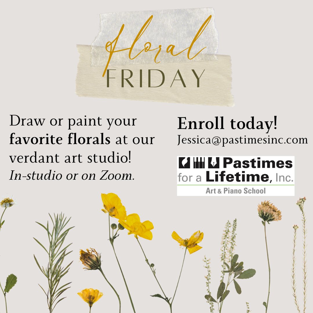 #FloralFridays🌼

#Draw or #paint your favorite #florals at our #verdant #art studio!
In-studio or on #Zoom.

#Enroll today!
Jessica@pastimesinc.com

#Pastimes #DrawingClasses #PaintingClasses #FloralPaintings #LAArtSchool #LADrawingClasses #LAPaintingClasses #KidsArtClasses