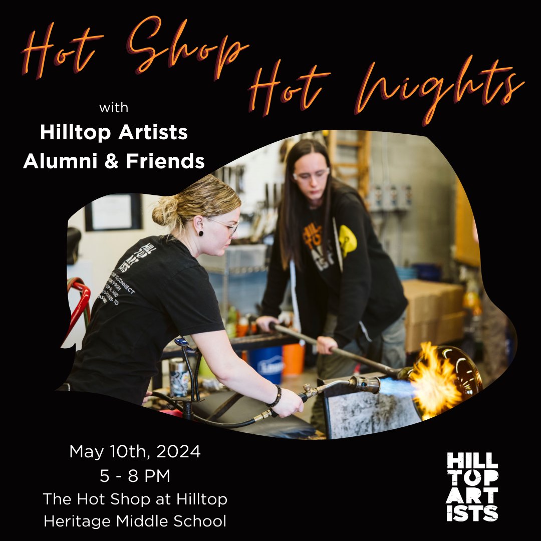 HOT SHOP HOT NIGHTS WITH HILLTOP ARTISTS ALUMNI & FRIENDS Don't miss out on our next Hot Shop Hot Nights event! Mark your calendars for Friday, May 10 from 5 - 8 PM and RSVP for your complimentary tickets. 🎟️ hilltopartists.org/events/may24-h…