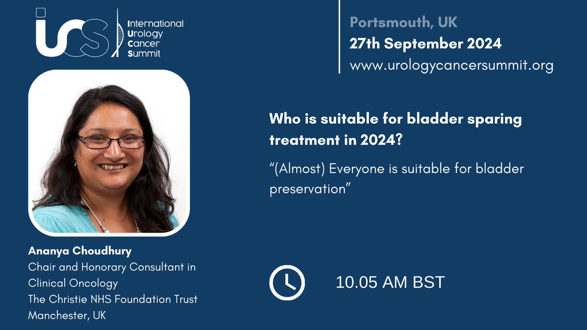 Who is suitable for bladder sparing treatment in 2024? Join us & discuss with @achoud72 from @TheChristieNHS in presence or virtually! Register for free 👉ow.ly/SrwS50Rp9W2 #IUCS24 #urology #bladdercancer @gbanna74 @ravikanesvaran