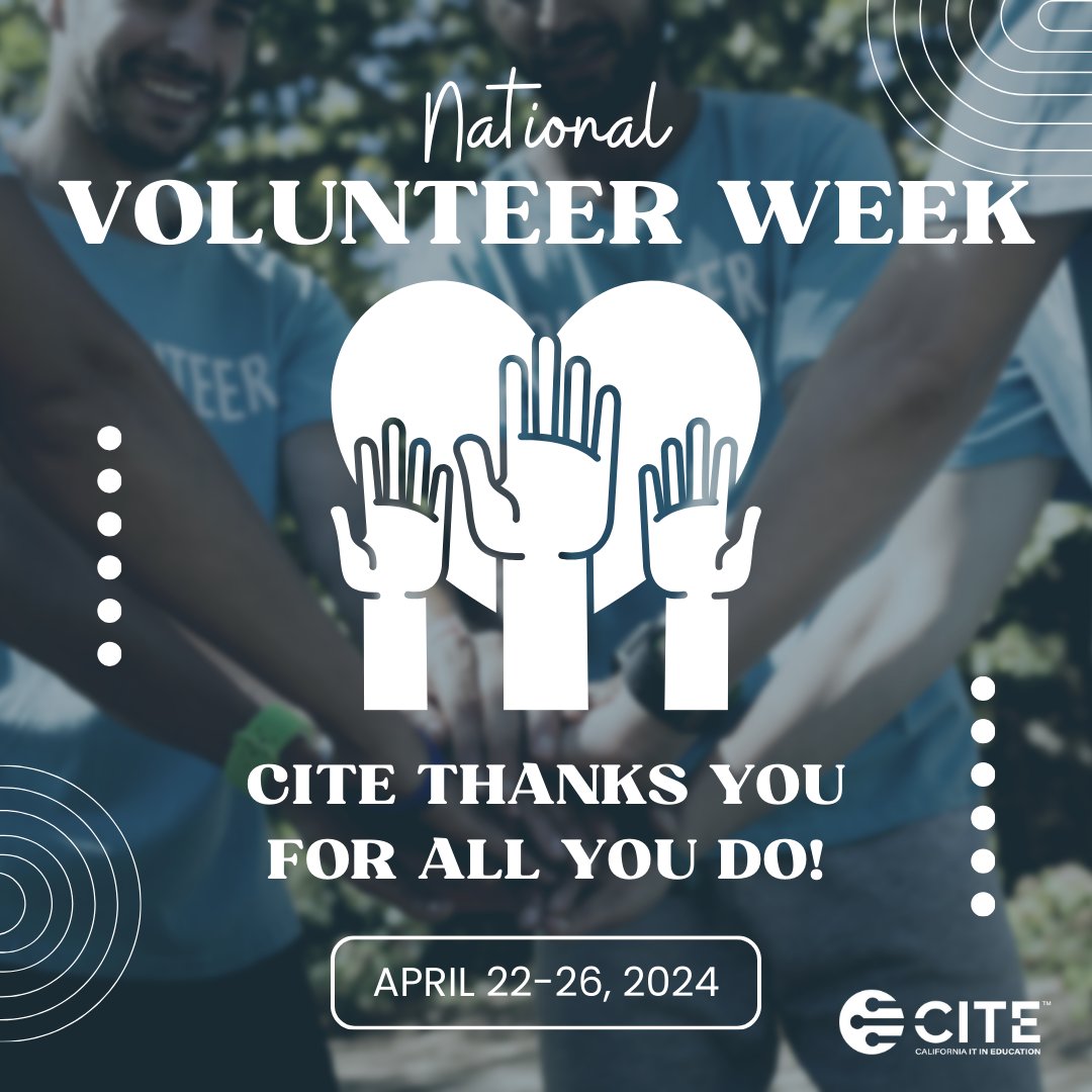 During National Volunteer Week, we extend our gratitude to all the CITE members who volunteer their time to make the CITE Conference and Committees a success! Your commitment and passion are truly appreciated, and we couldn't do it without you! Thank you! #NationalVolunteerWeek