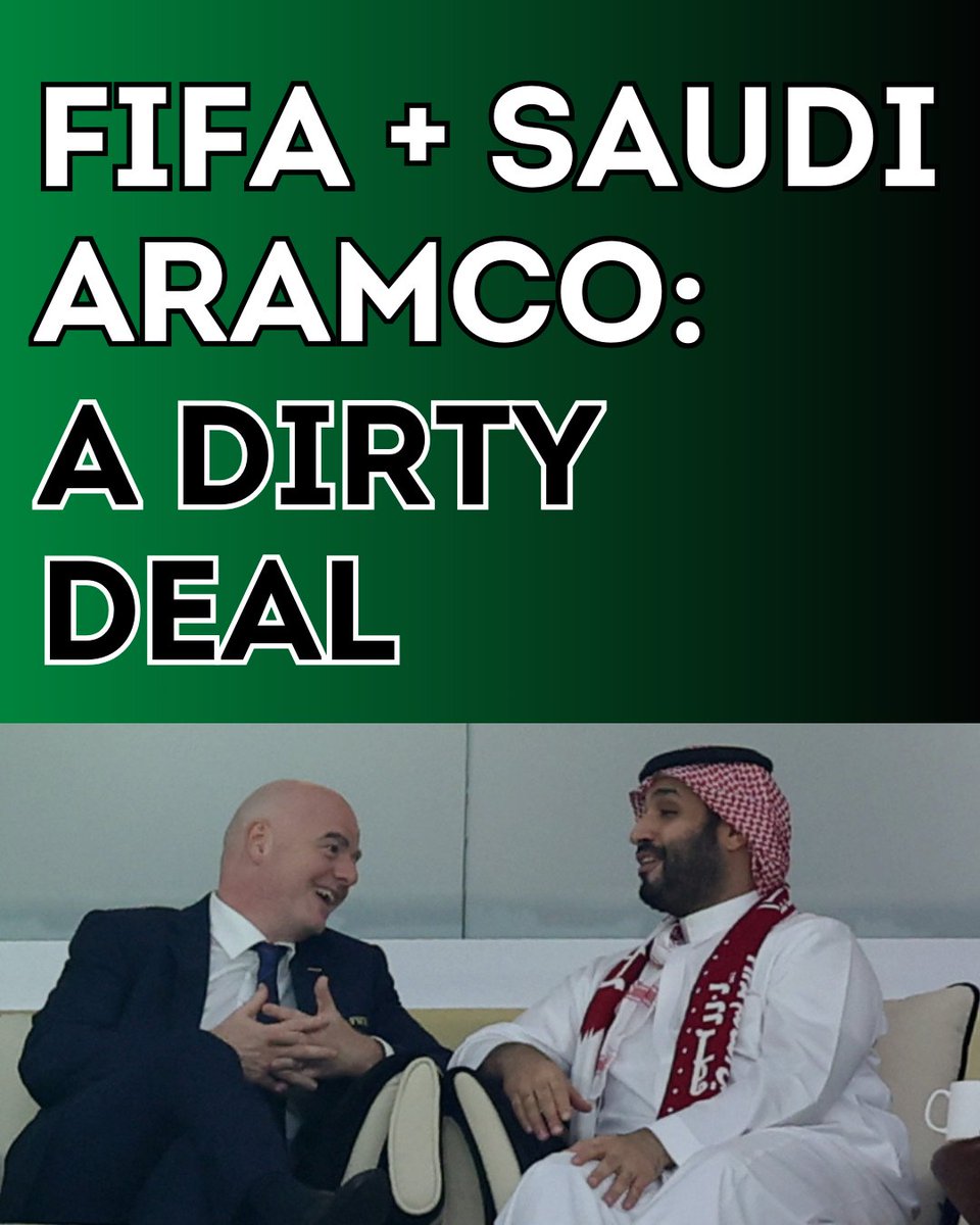 FIFA is putting Saudi Aramco all over the next two FIFA World Cups ⚽ 🤢 Scroll for our explainer, share widely and sign the petition in our bio! Let's tell FIFA that football says #notoAramco!