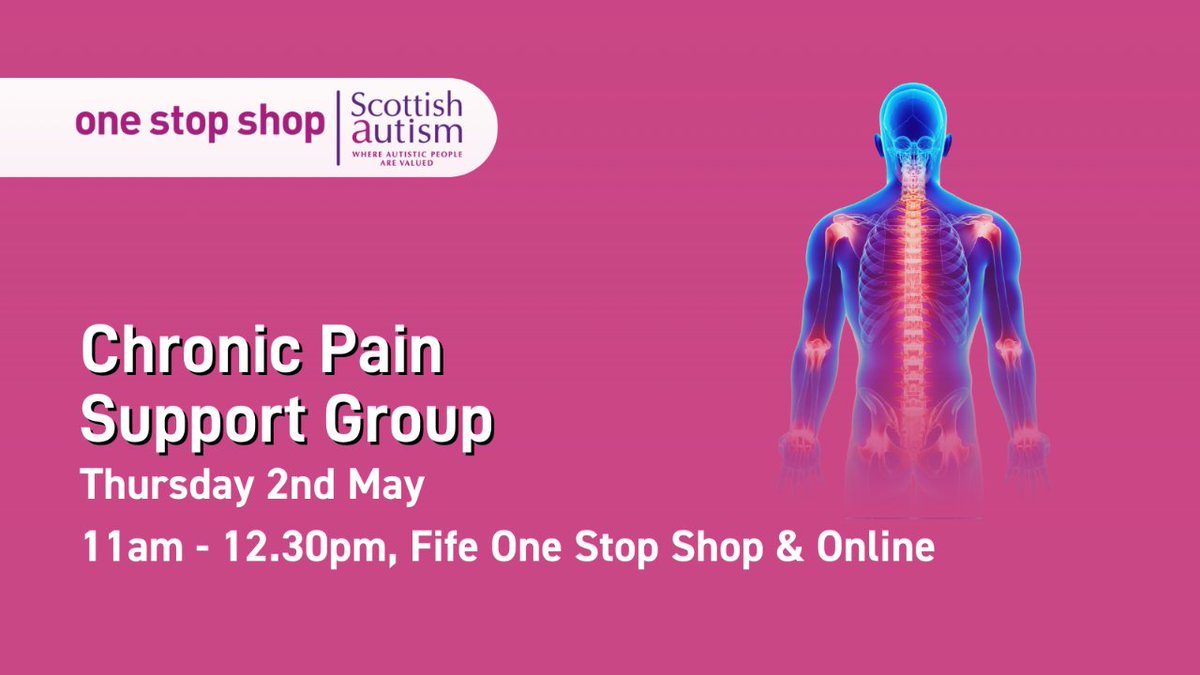 Are you an autistic adult living in Fife?   Come along to our Chronic Pain Peer Support Group at Fife One Stop Shop & link with professionals who can offer advice & support.  📅2nd May, Fife One Stop Shop & Online ⏲11am - 12.30pm 📲 Find out more: scottishautism.org/events/fife-on…
