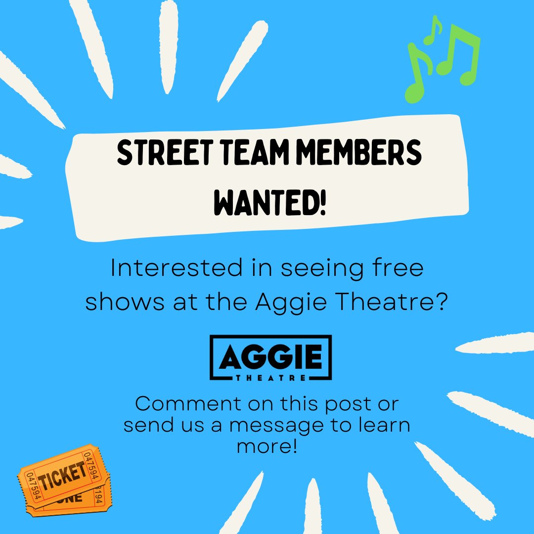 Joining our Street Team is the EASIEST way to see free shows at the @Aggie_Theatre! Comment on this post or DM us if you are interested in joining! #csu #csurams #aggietheatre #fortcollins #fortcollinsmusic #coloradostateuniversity #coloradostate