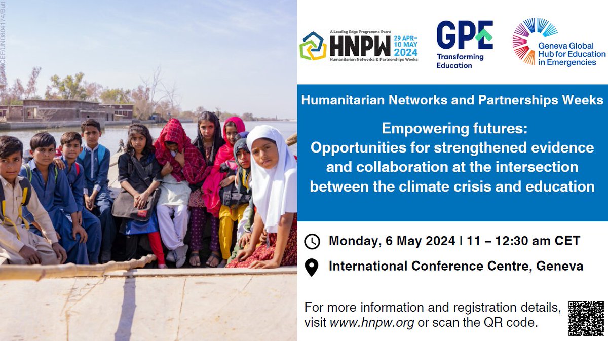 Education is essential to provide people with the knowledge and tools needed to adapt to the impacts of the climate crisis.

Join GPE and @EiEGenevaHub to discuss how education can help to secure a better future for all: g.pe/pKWf50RnyfL

#HNPW