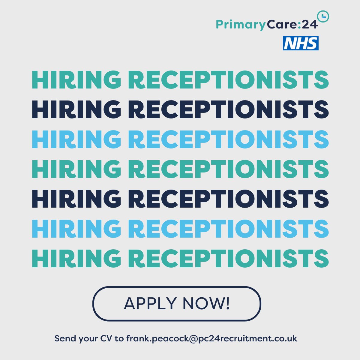 We are hiring for Medical Receptionists to work in our GP practices across Liverpool!

If you possess excellent communication skills, we could have the role for you.

Find out more on our careers page: ow.ly/lRTv50RnW4X

#Admin #Liverpooljobs #NHS #NHScareers