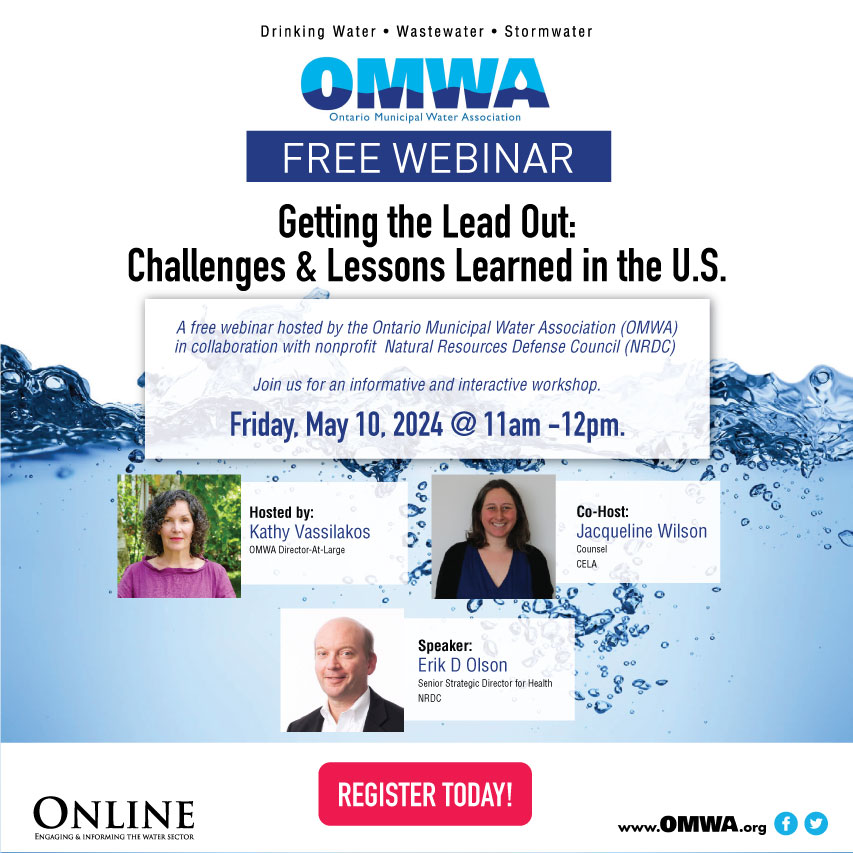 muniwater's tweet image. 📣  NEW FREE WEBINAR
Date: Friday, May 10, 2024.

Getting the Lead Out: 
Challenges &amp;amp; Lessons Learned in the U.S.

Register Today 👇🏻
omwa.org/friday-may-10-…

--
#watertreatment##ontario#drinkingwater#OMWA