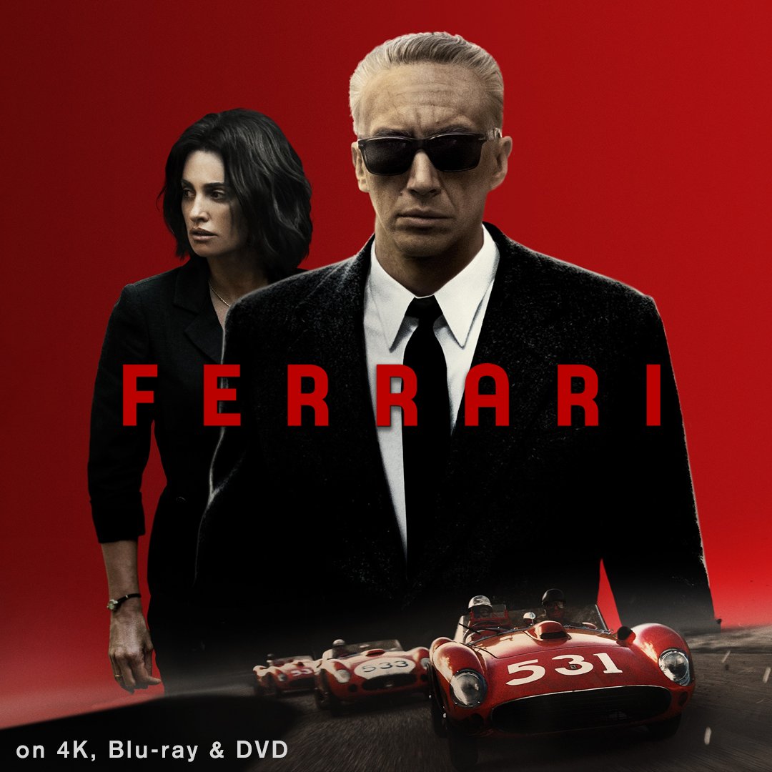 Ferrari | 4K | ow.ly/zEzK50RoY1b Michael Mann directs this biographical drama based on the life and career of Enzo Ferrari, starring Adam Driver, Penelope Cruz and Shailene Woodley.