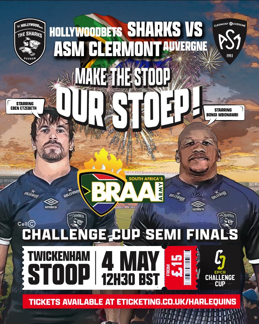 Rugby 🤝 Braai

📅 04 May 2024
⏰ 12:30 BST and 13H30 CAT
🏟️ Twickenham Stoop
🎟️ Link in bio! 

#OurStoep🇿🇦 #ChallengeCup #SHAvASM #Twickenham #TwickenhamStoop #saffasabroad #Rugby