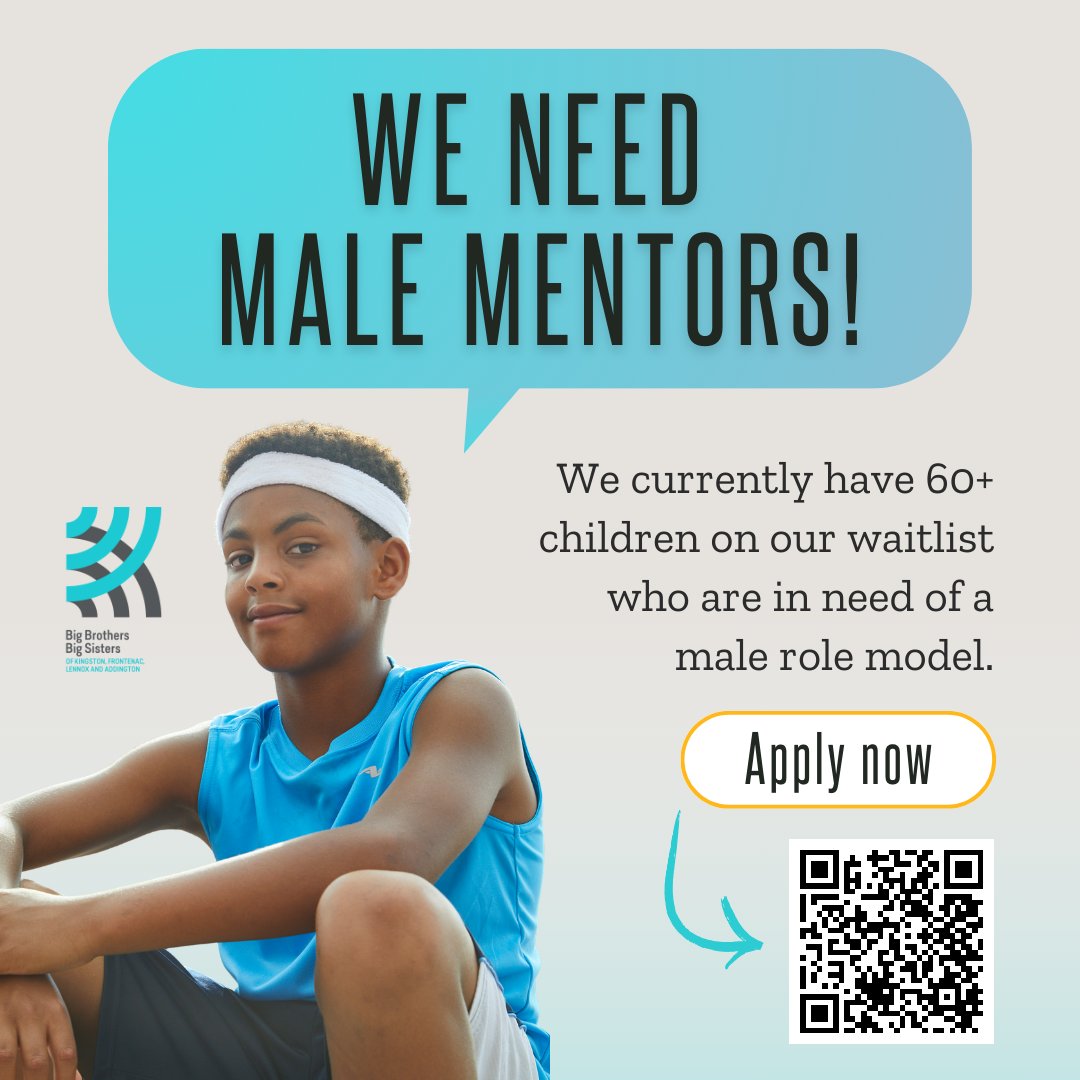 We currently have over 60 boys on our waitlist who are searching for a male role model in their lives. Some of which who have been waiting for over THREE YEARS! Think you can spend 2 hours a week mentoring a young person? Visit our website or scan the QR Code to apply. 🖤