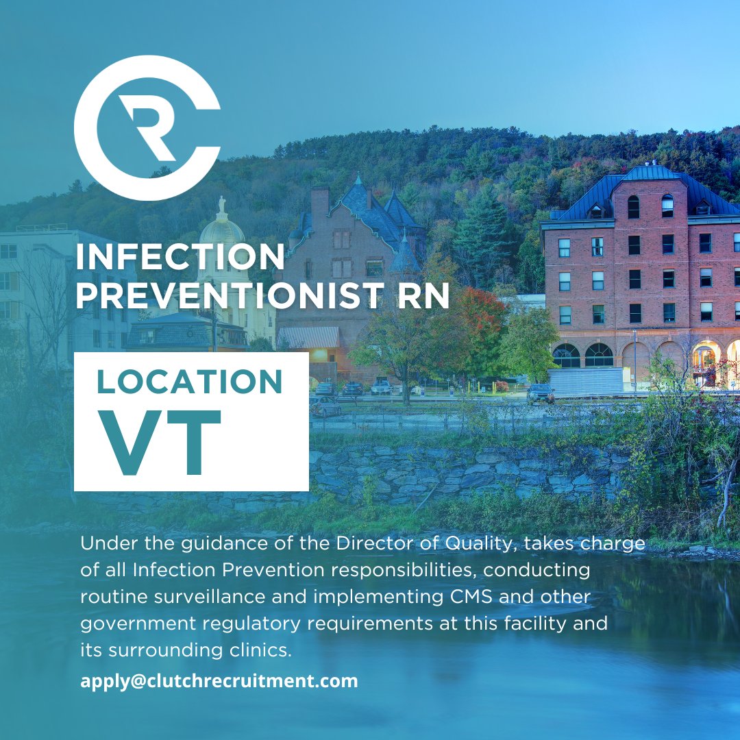 We are looking for a registered nurse to step into the role of Infection Preventionist RN at a critical access hospital in beautiful Vermont. 

#InfectionControl #infectionprevention #infectionpreventionandcontrol #infectionpreventionist #cbic #cic #apic #vermont