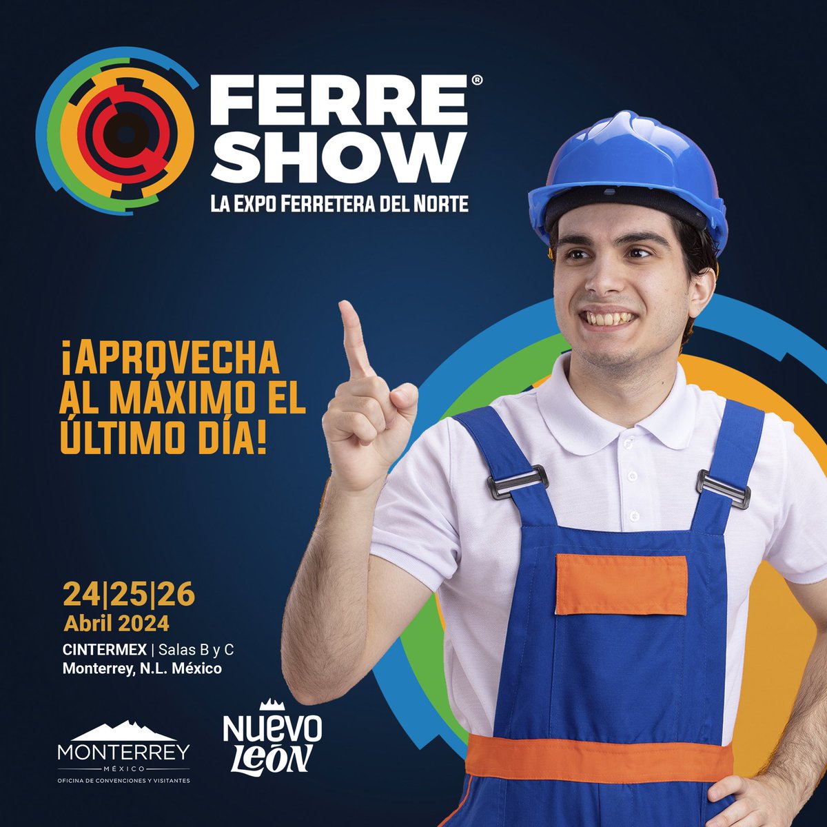 ¡Hoy último día! Es tu última oportunidad para conectar con líderes de la industria, descubrir innovaciones y cerrar grandes negocios en FerreShow. ¡No faltes hoy de 12 a 19 h en Cintermex! ¡Te esperamos! Cintermex Sala B y C Monterrey, N.L. #FerreShow2024