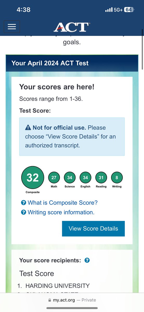 JacobBSmith13's tweet photo. Super proud to get a 32 on the ACT! https://t.co/LkcEMNi2FL